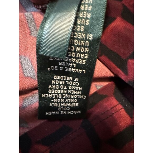 Ralph Lauren Dress 12 Black Red Plum 3/4 Long Sleeve Stretch Sheath Washable NEW - Picture 10 of 12